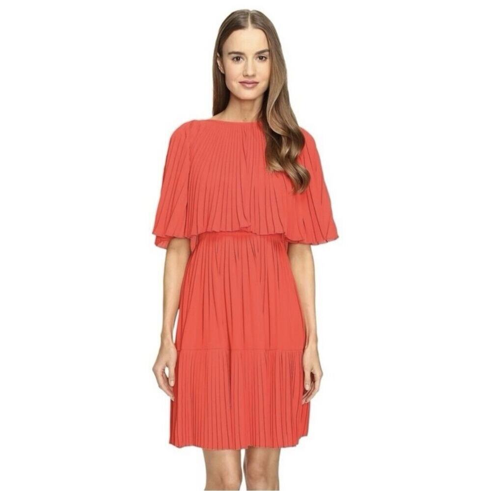 Kate Spade Pleated Cape Dress Persimmon Grove Size 0 NWT